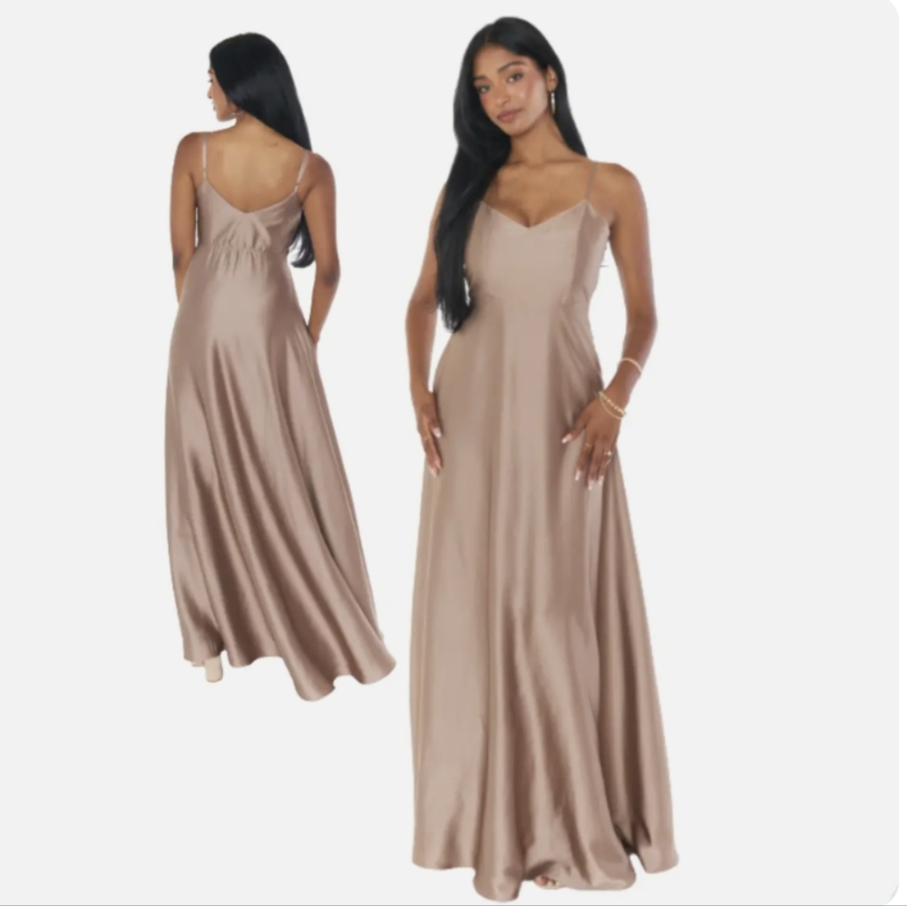 Show Me Your Mumu Faith Maxi Dress Womens Small Dune Luxe Satin - Picture 2 of 16
